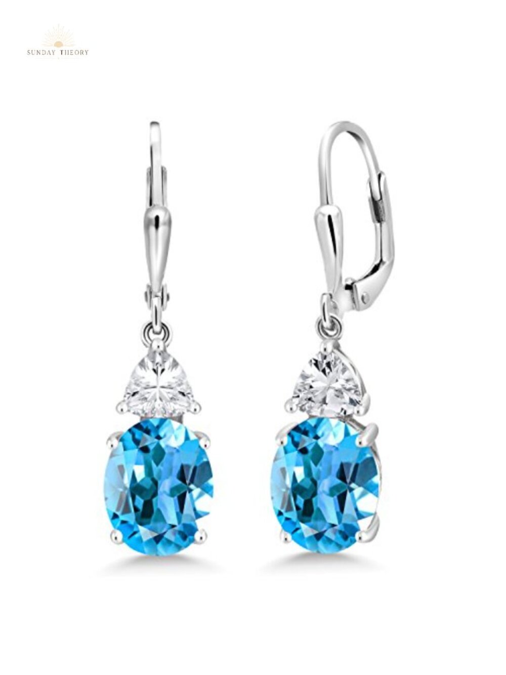 Leverback Drop Dangle Earrings 925 Sterling Silver Oval Gemstone Birthstone